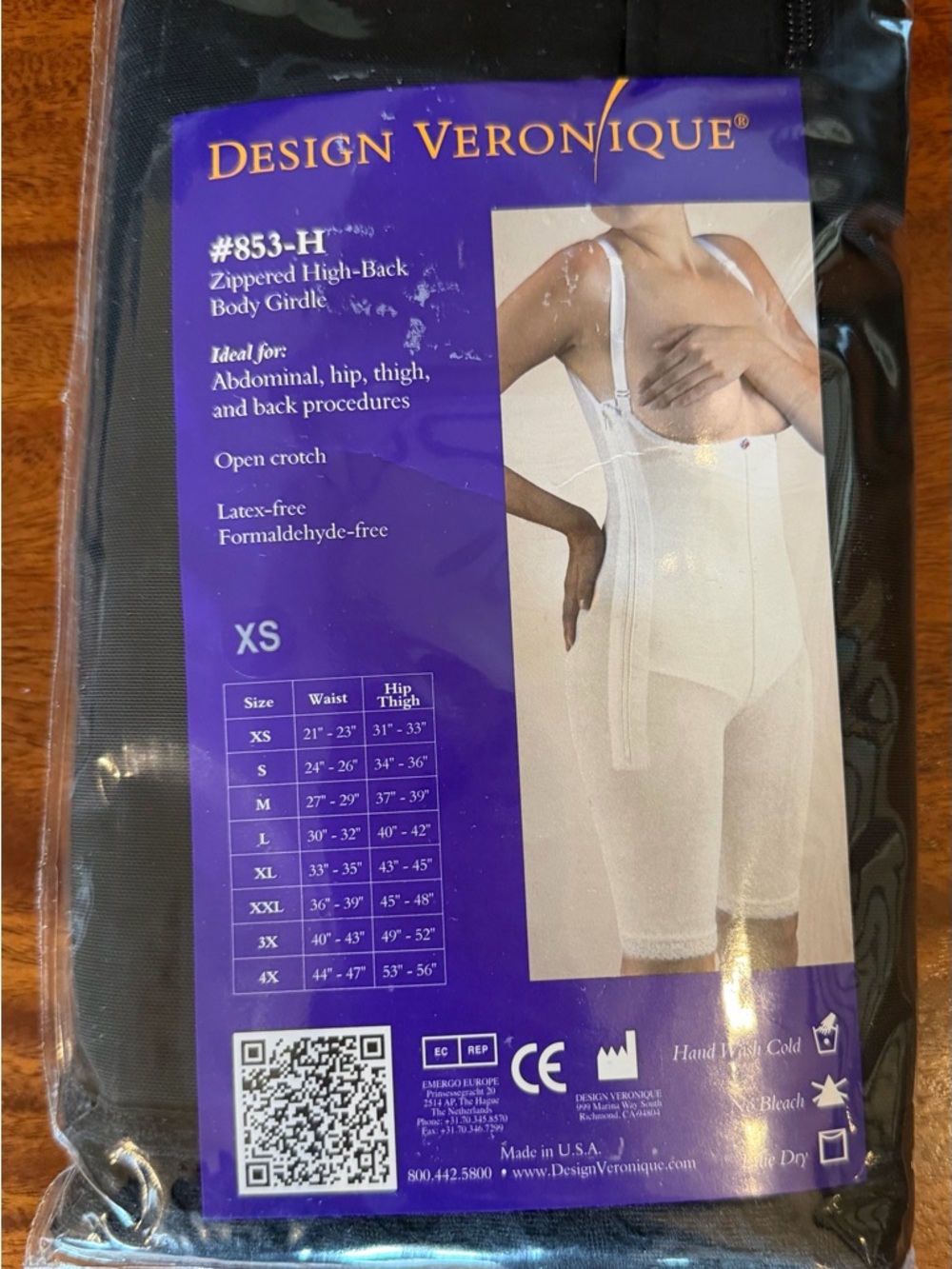 Design Veronique Compression Faja - Zippered High-Back Body Girdle in Black - XS